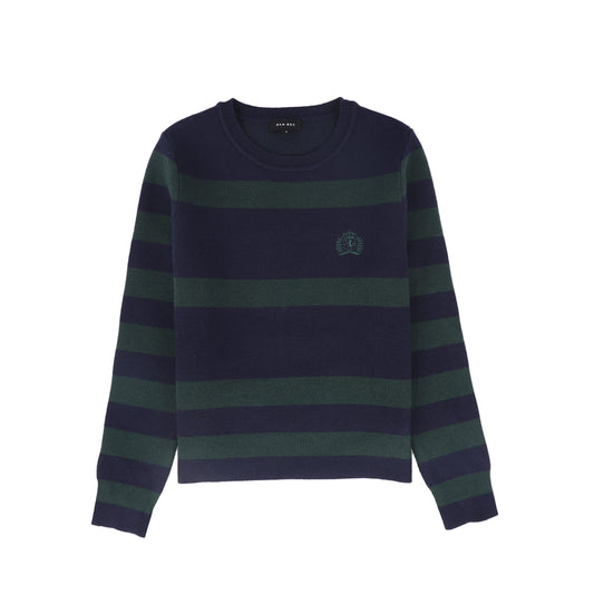 BAMBOO NAVY/GREEN STRIPE CREST SWEATER