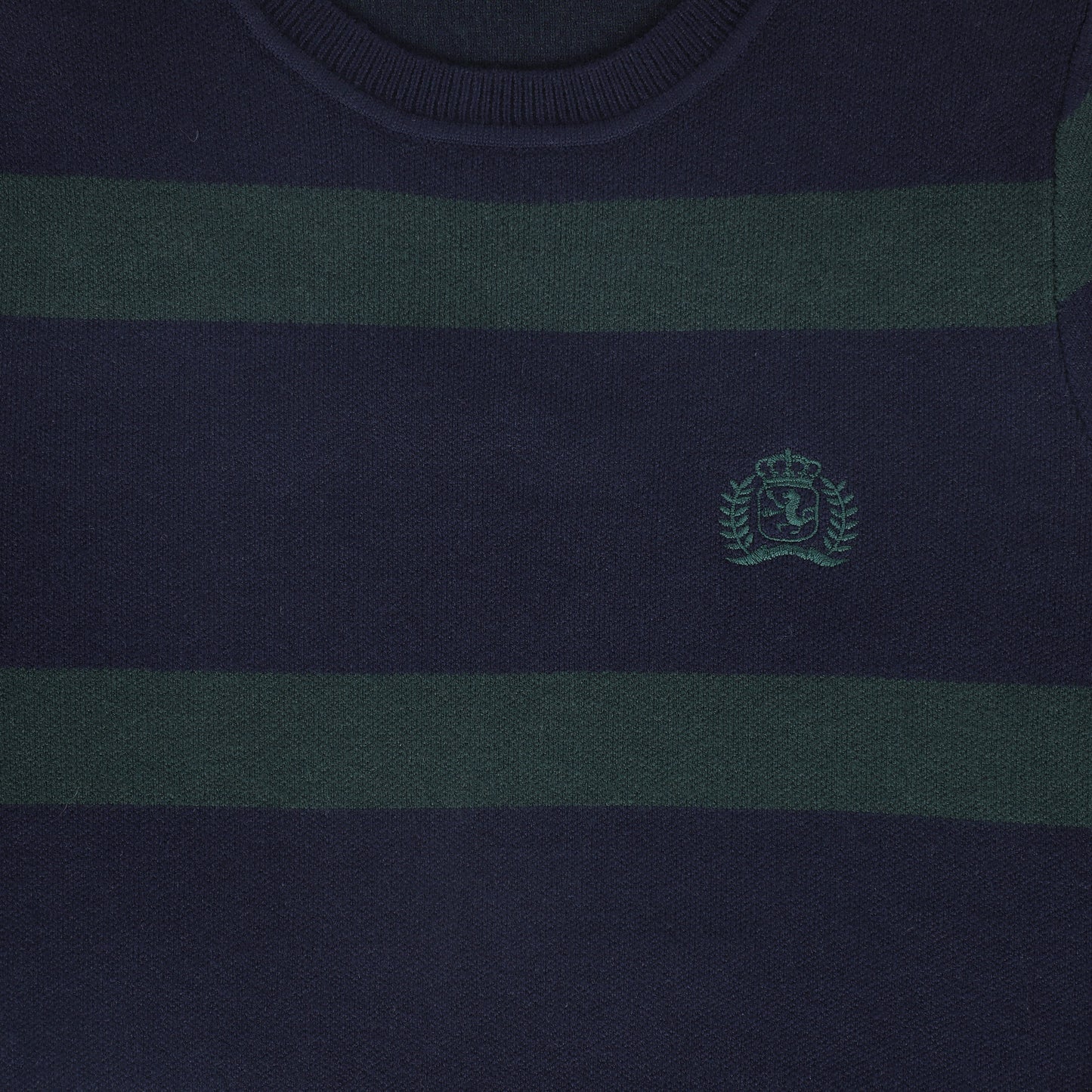 BAMBOO NAVY/GREEN STRIPE CREST SWEATER