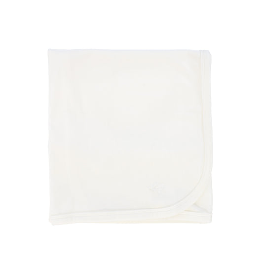 BEBE JOLEE IVORY VELOUR EMBROIDERED BLANKET