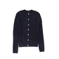 BAMBOO NAVY CABLE KNIT BUTTONED CARDIGAN