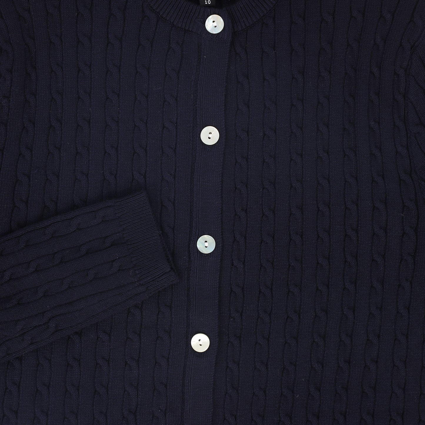 BAMBOO NAVY CABLE KNIT BUTTONED CARDIGAN