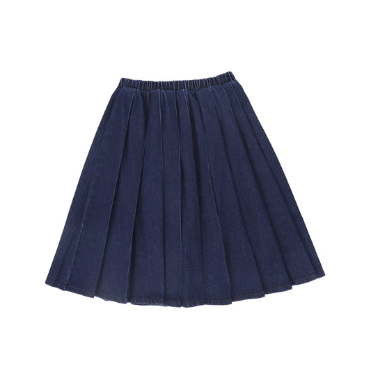 BAMBOO BLUE DENIM PLEATED SKIRT
