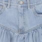 BAMBOO BLUE WASH DENIM DROP WAIST FRILL SKIRT
