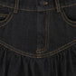 BAMBOO BLACK DENIM DROP WAIST FRILL SKIRT