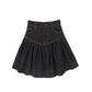 BAMBOO BLACK DENIM DROP WAIST FRILL SKIRT