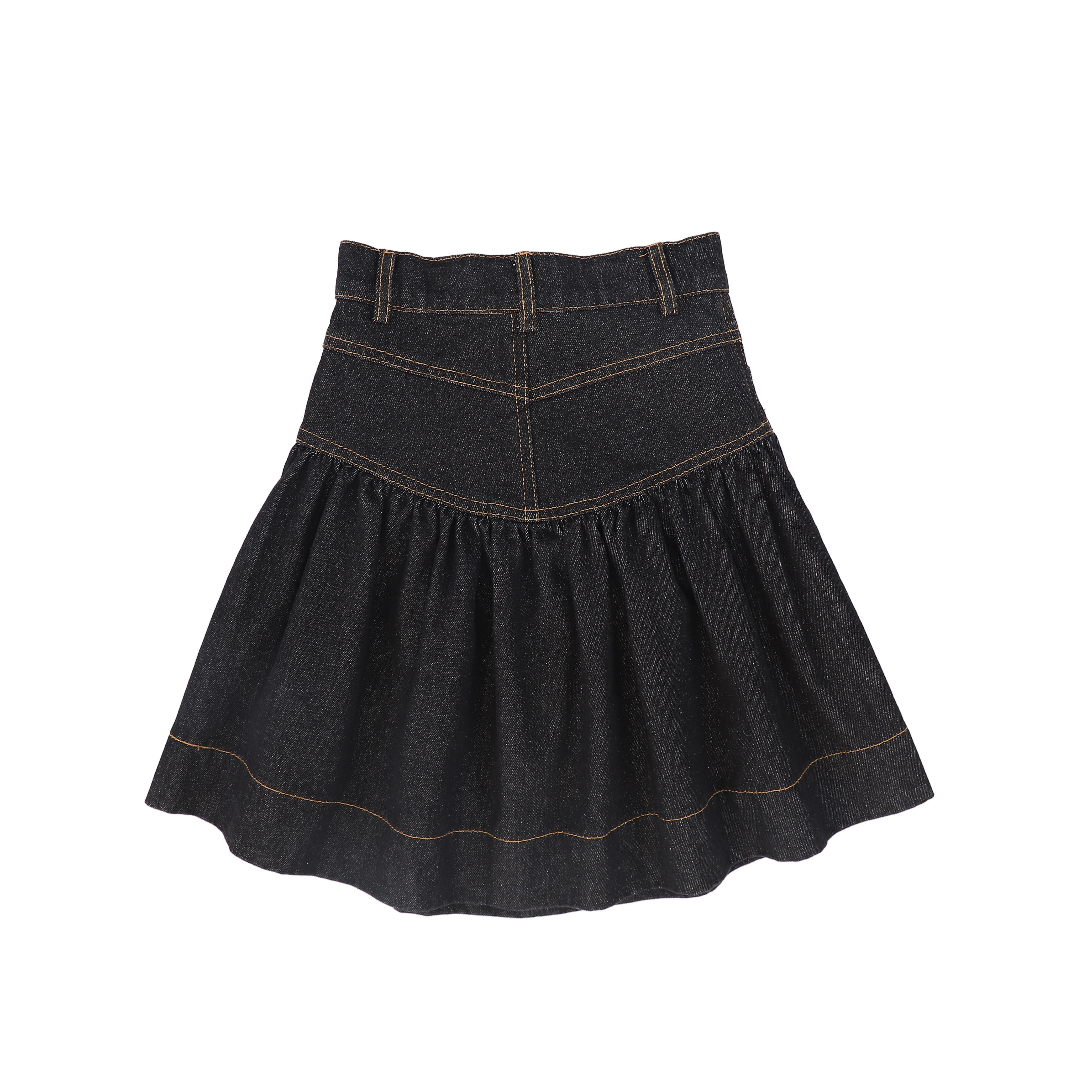 BAMBOO BLACK DENIM DROP WAIST FRILL SKIRT [FINAL SALE] – Luibelle