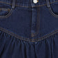 BAMBOO DARK DENIM DROP WAIST FRILL SKIRT