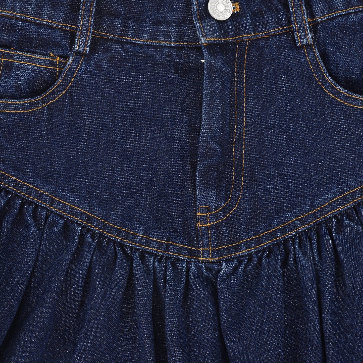 BAMBOO DARK DENIM DROP WAIST FRILL SKIRT