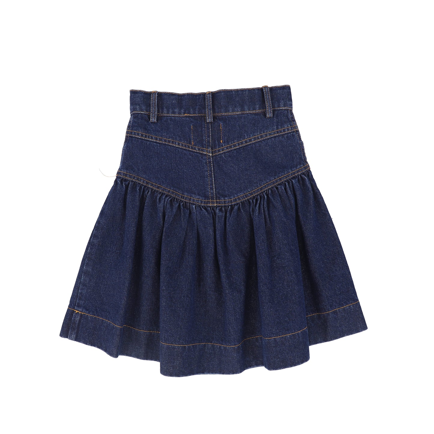 BAMBOO DARK DENIM DROP WAIST FRILL SKIRT