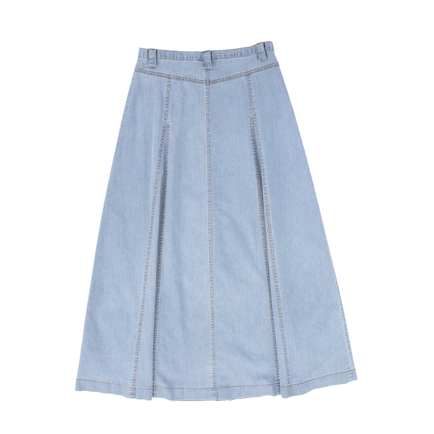 VALENTINA LIGHT BLUE DENIM PANELED BUTTON SKIRT
