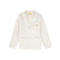 LE BOURDON TAN LINEN EMBLEM POCKET BLAZER