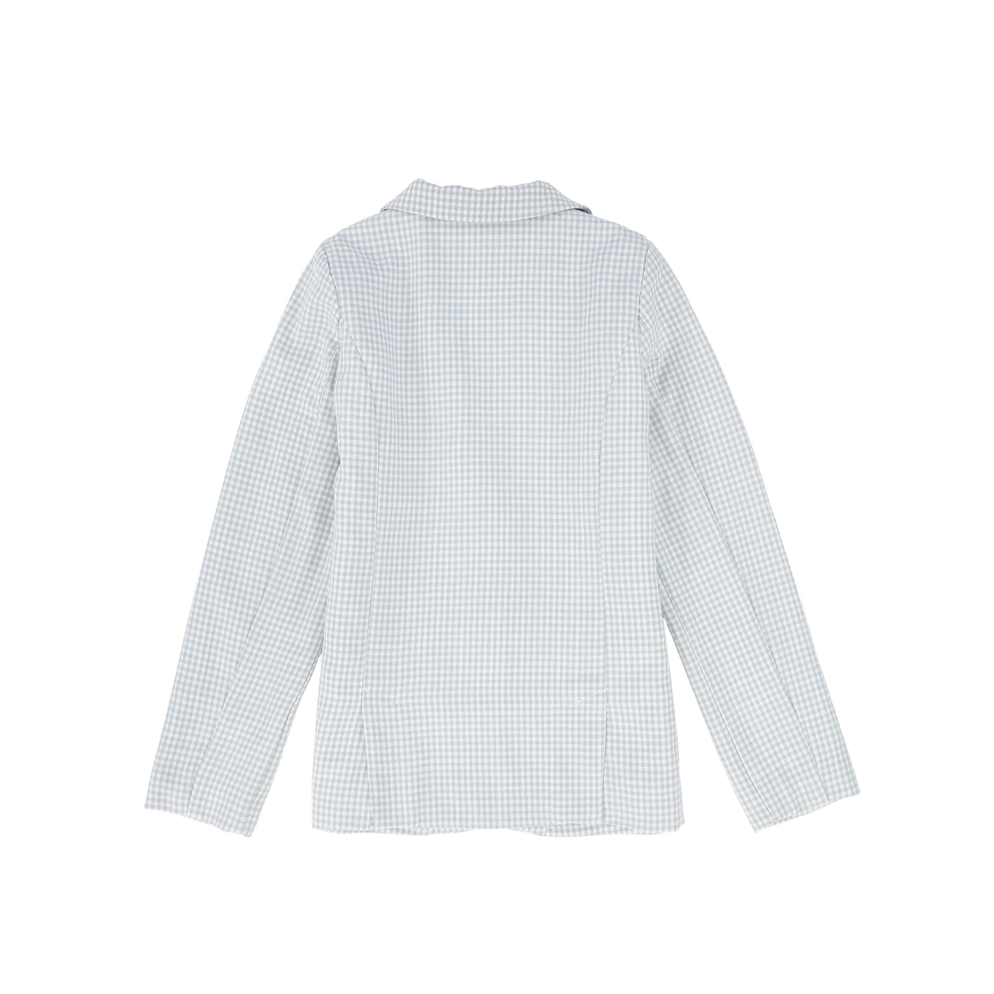 LE BOURDON BLUE LINEN EMBLEM POCKET BLAZER