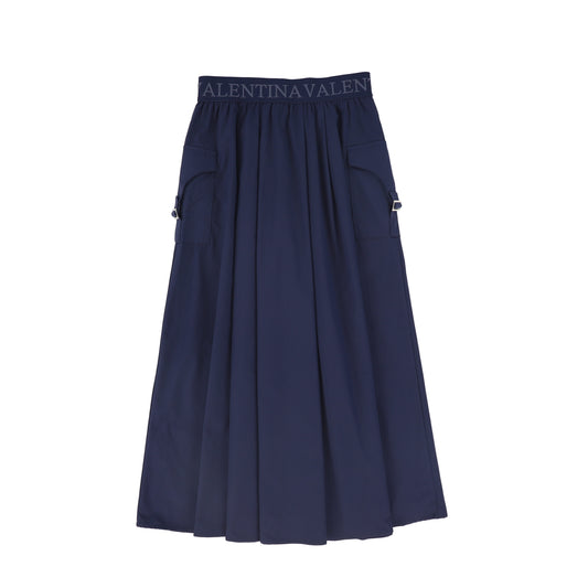 VALENTINA NAVY PLEATED CARGO SKIRT