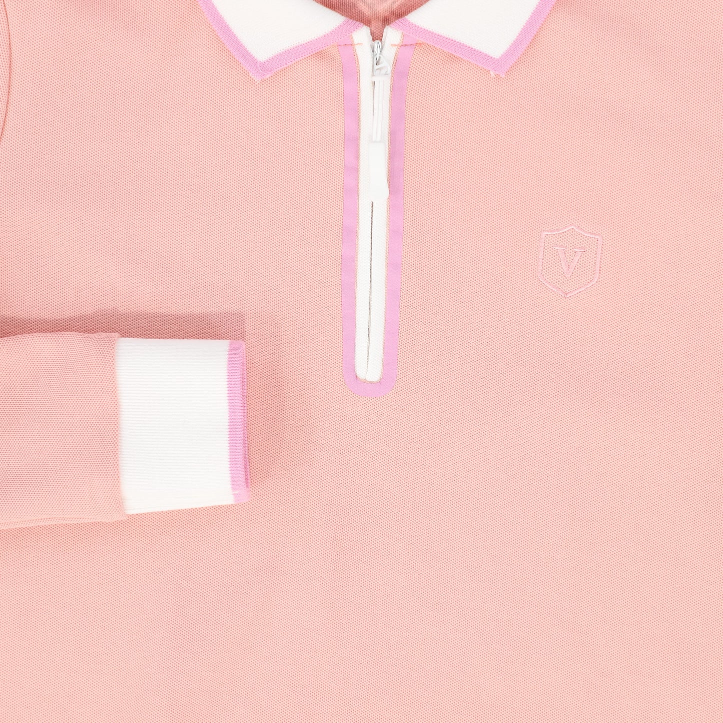 VALENTINA PINK ZIPPER PIQUE POLO