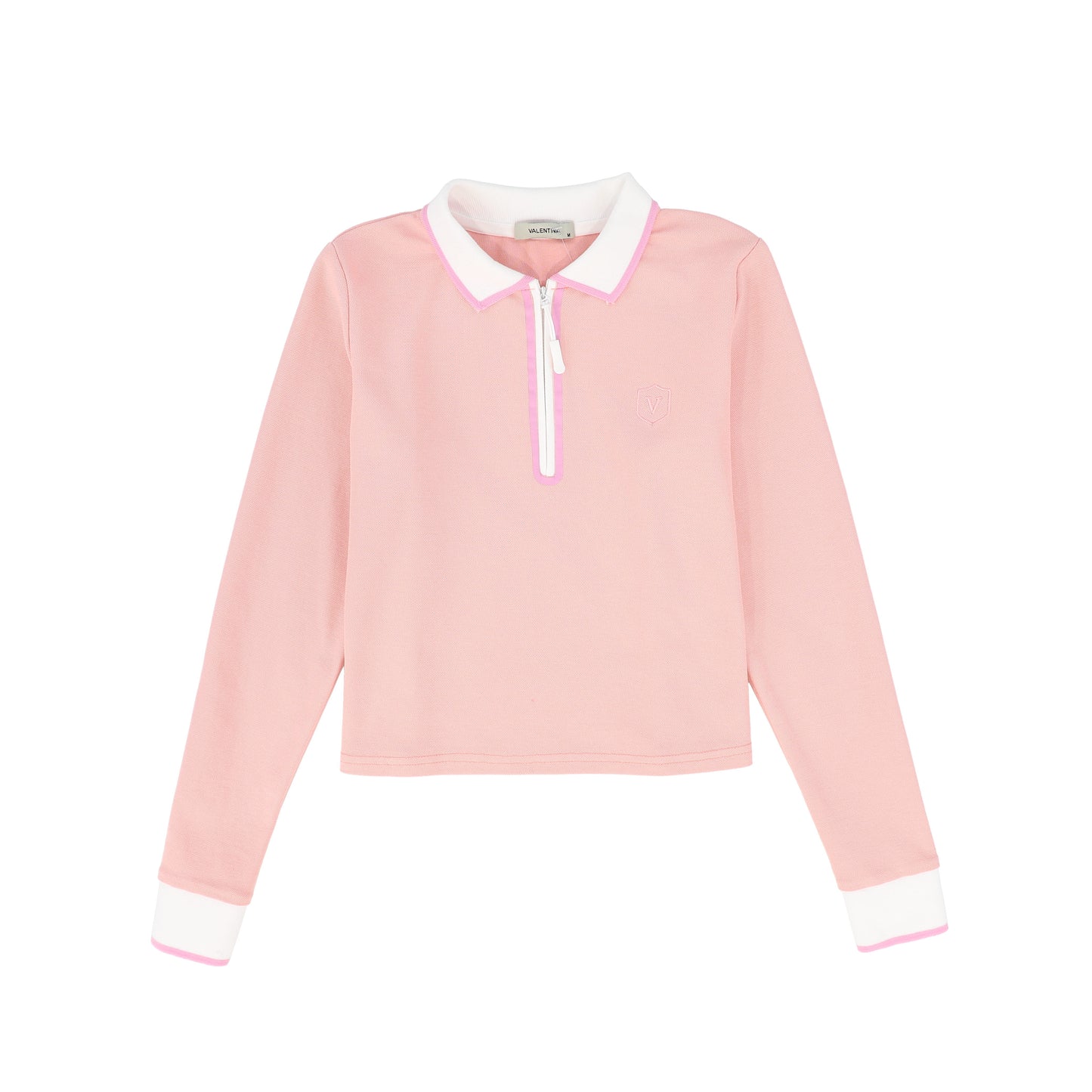 VALENTINA PINK ZIPPER PIQUE POLO