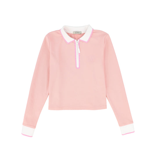 VALENTINA PINK ZIPPER PIQUE POLO