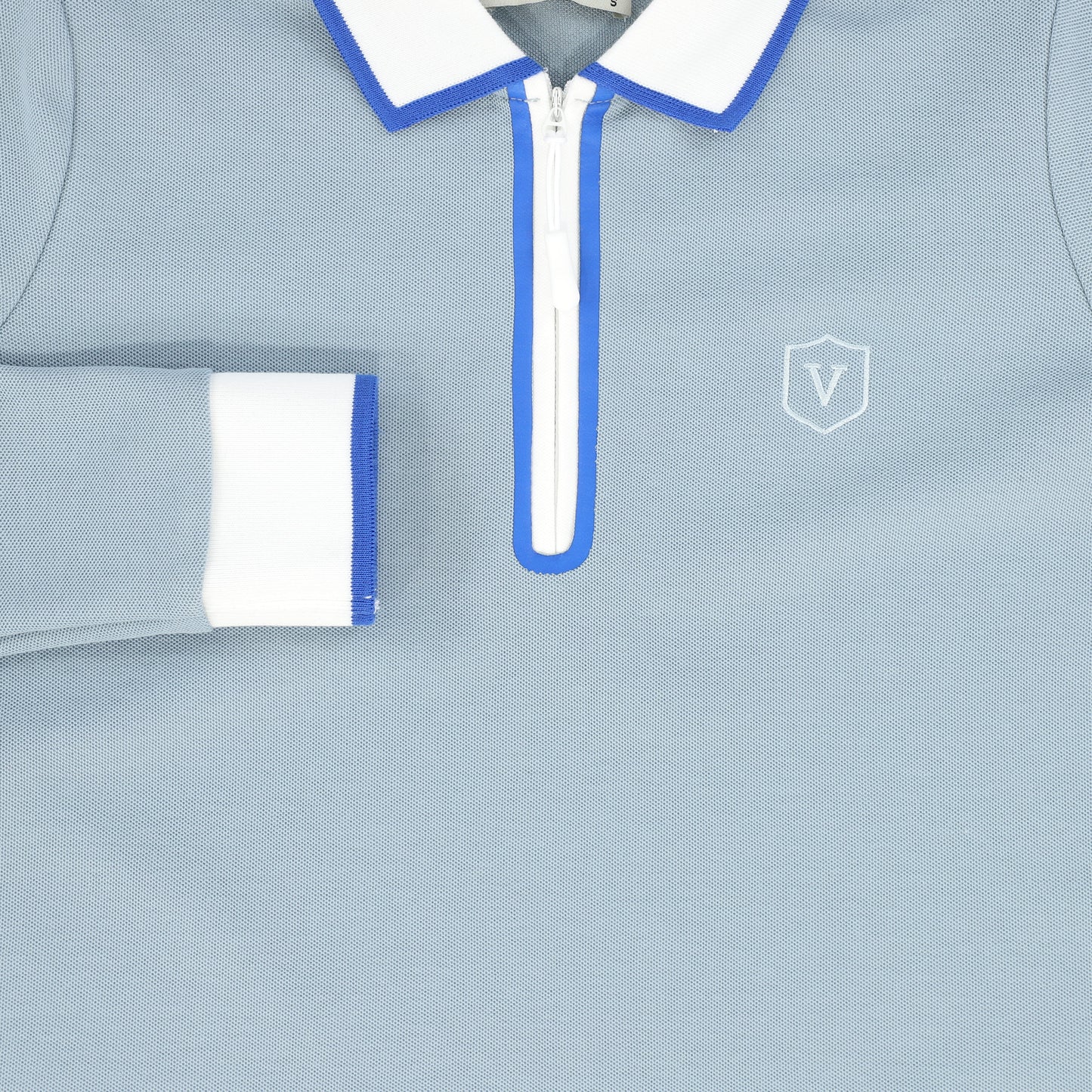 VALENTINA BLUE ZIPPER PIQUE POLO