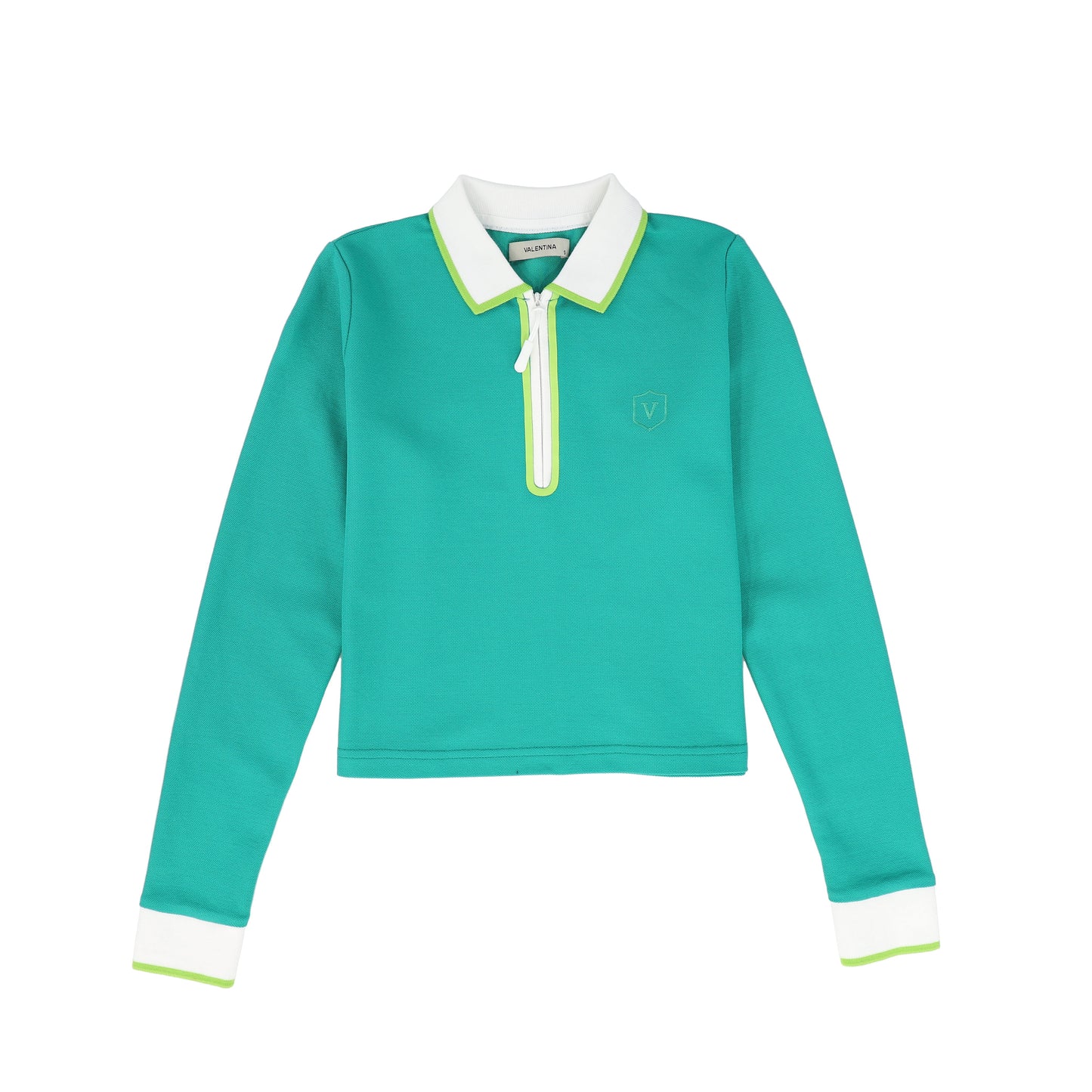 VALENTINA GREEN ZIPPER PIQUE POLO