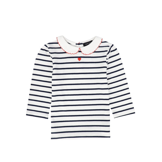 BAMBOO NAVY/WHITE STRIPE COLLAR TEE