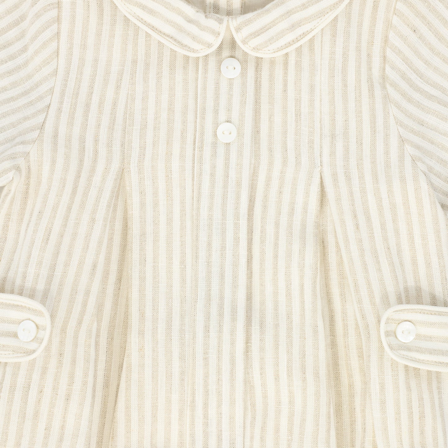 LE BOURDON TAN LINEN PLEAT ROMPER