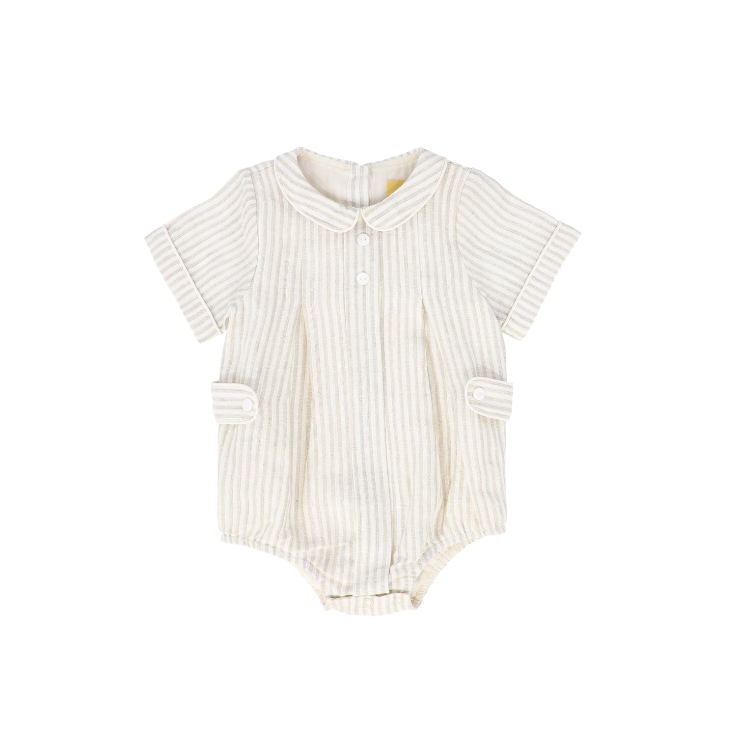 LE BOURDON TAN LINEN PLEAT ROMPER