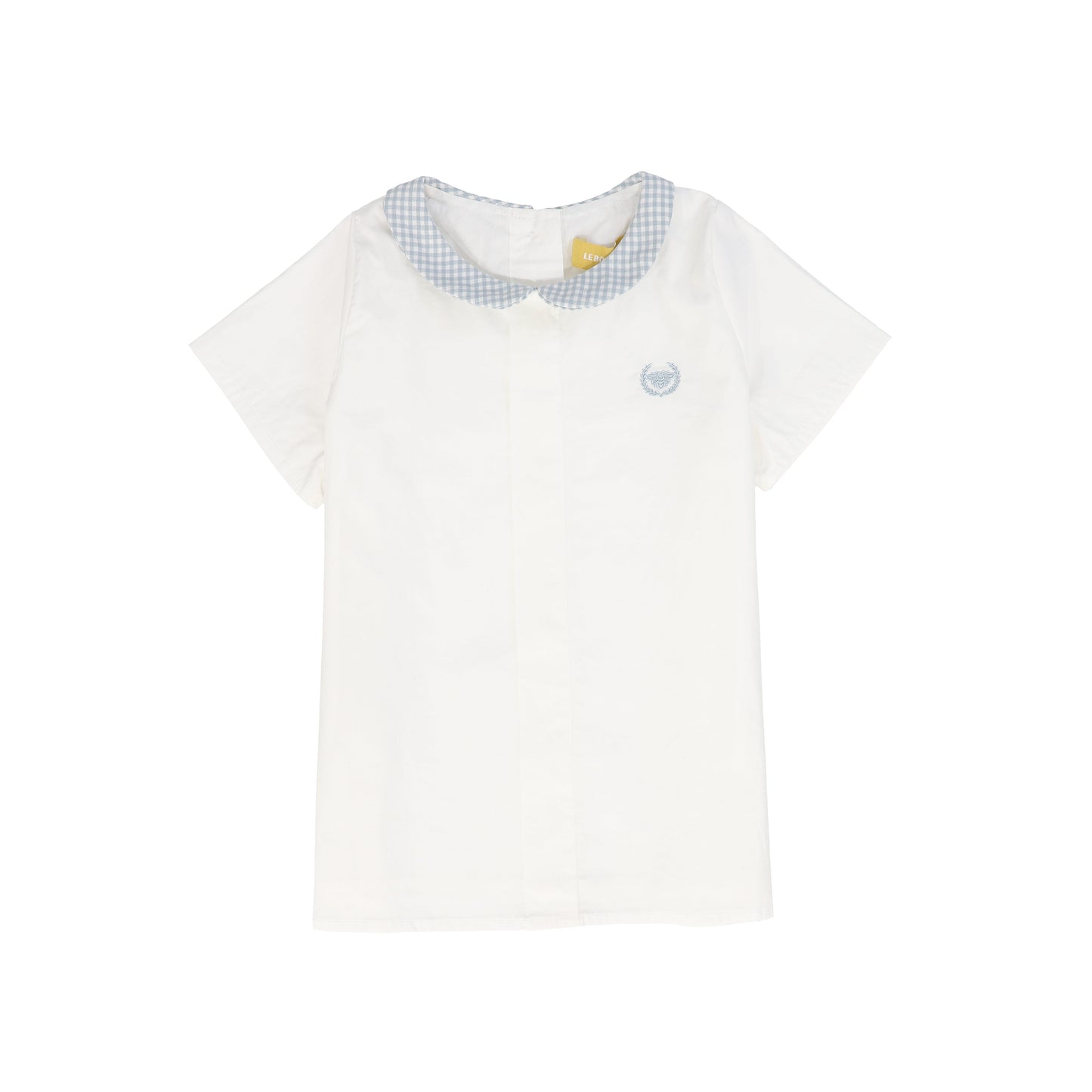 LE BOURDON WHITE/BLUE LINEN COLLAR BLOUSE