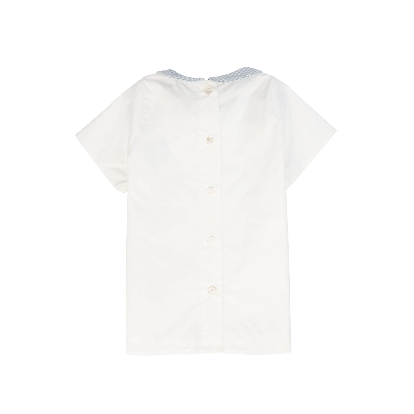 LE BOURDON WHITE/BLUE LINEN COLLAR BLOUSE