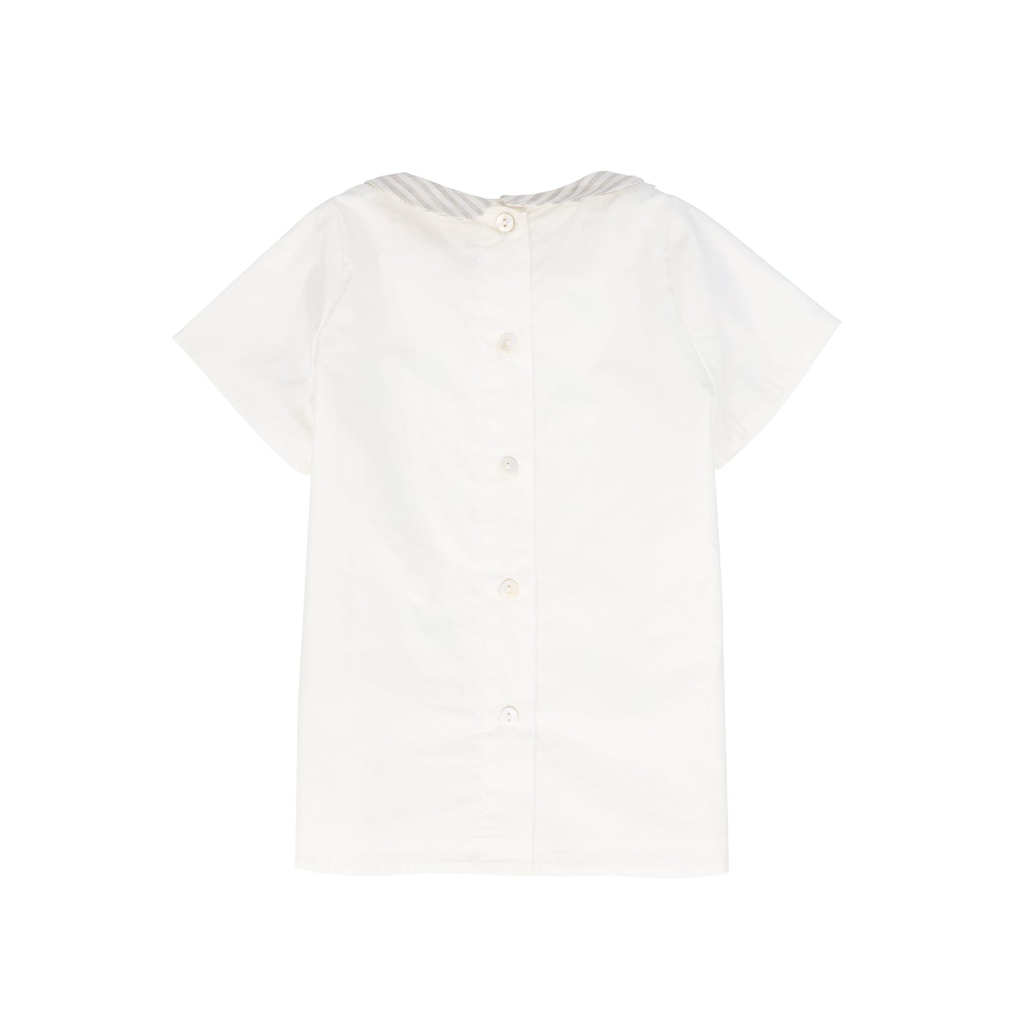 LE BOURDON WHITE/TAN LINEN COLLAR BLOUSE