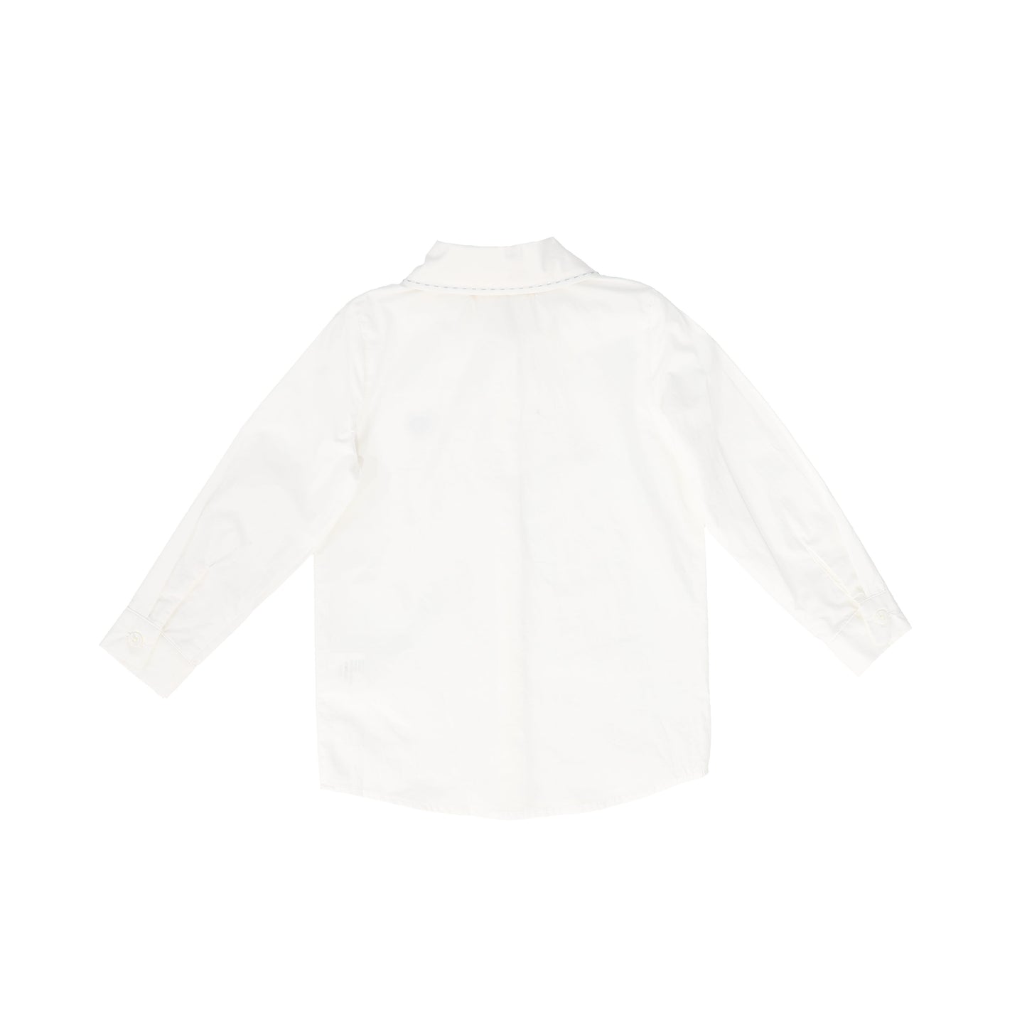 LE BOURDON WHITE/BLUE SCALLOP STITCH BLOUSE