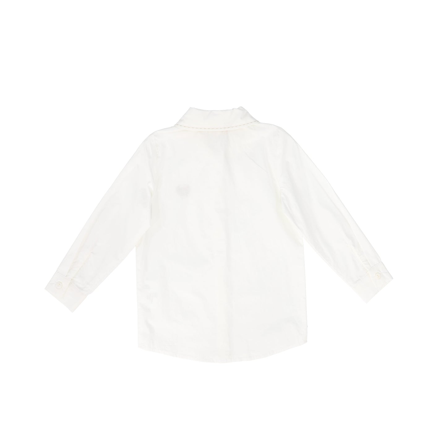 LE BOURDON WHITE/TAN SCALLOP STITCH BLOUSE