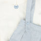 LE BOURDON WHITE/BLUE LINEN BUBBLE OVERALLS SET