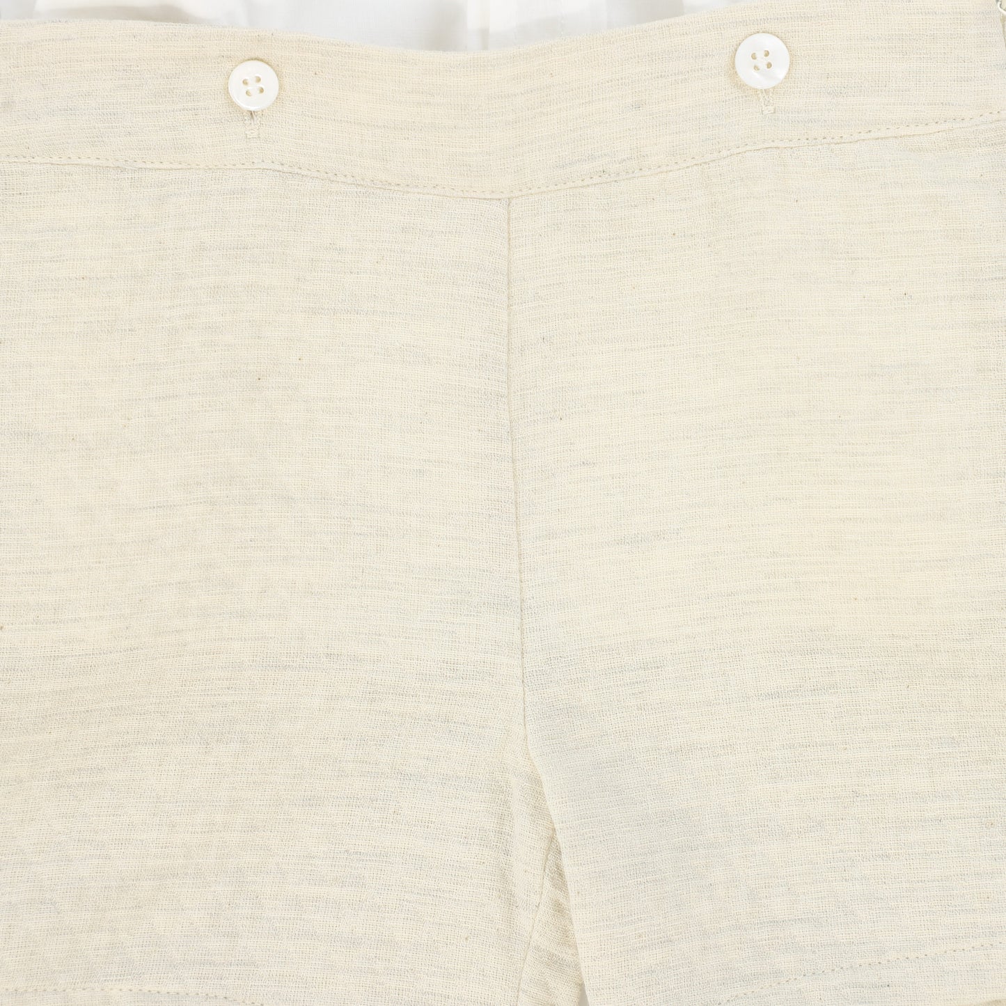 LE BOURDON CREAM TEXTURED PIPED TRIM SHORTS SET