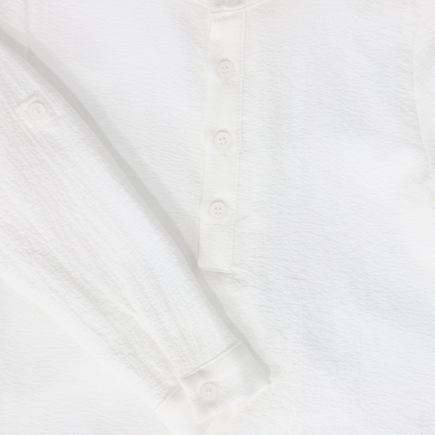 LE BOURDON WHITE TEXTURED BUTTON BLOUSE