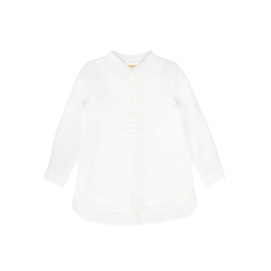LE BOURDON WHITE TEXTURED BUTTON BLOUSE