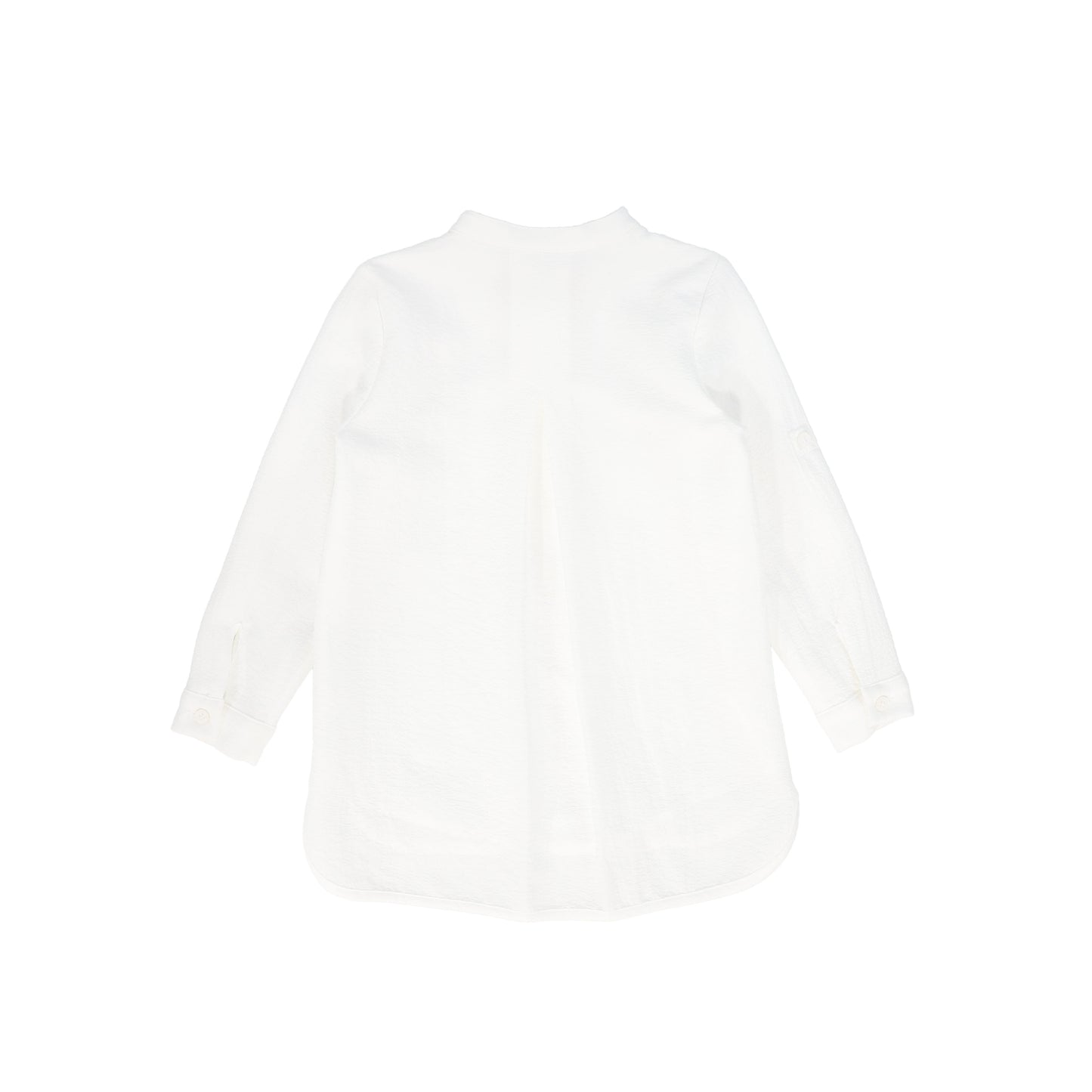 LE BOURDON WHITE TEXTURED BUTTON BLOUSE