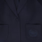 LE BOURDON NAVY PONTE EMBROIDERED POCKET BLAZER