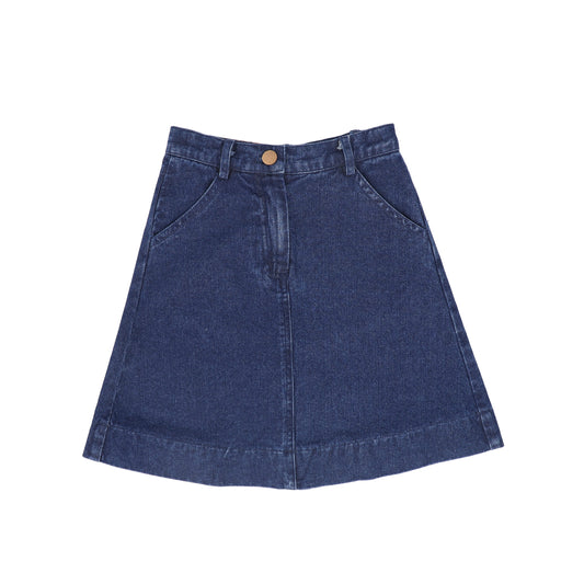 BAMBOO MID BLUE DENIM SIDE POCKET SKIRT