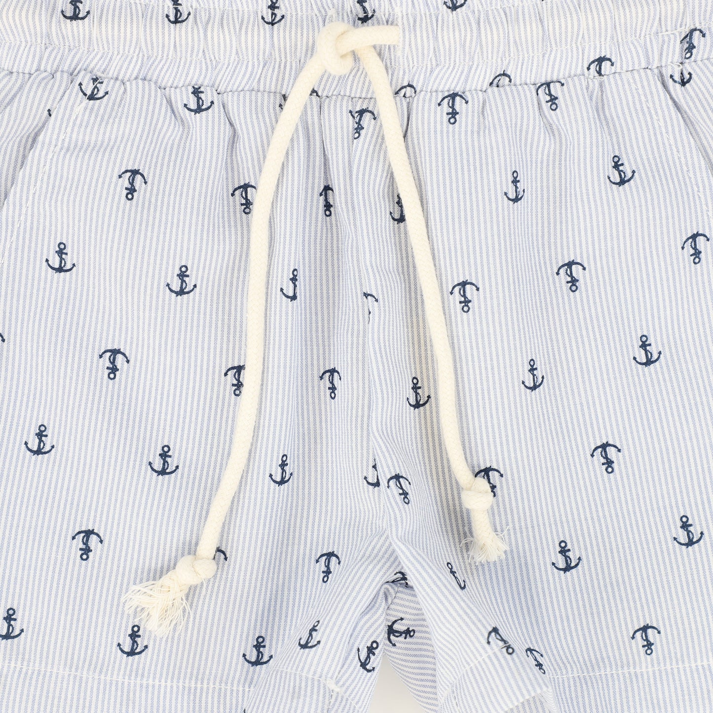 LE BOURDON BLUE ANCHOR PRINT SEERSUCKER SHORTS