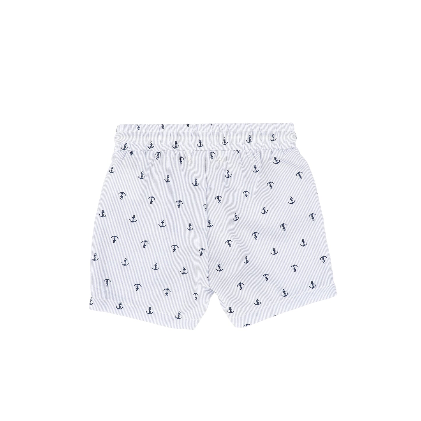 LE BOURDON BLUE ANCHOR PRINT SEERSUCKER SHORTS