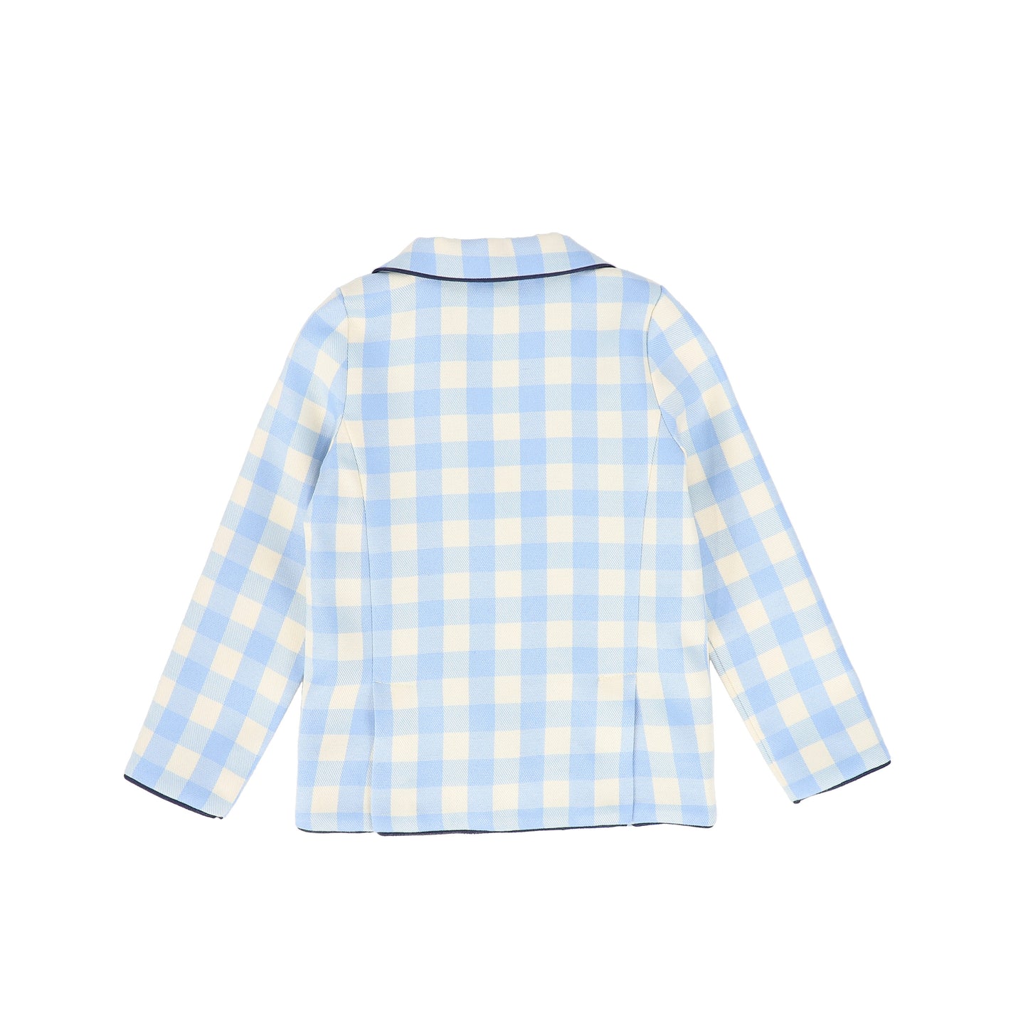 LE BOURDON LIGHT BLUE CHECKED POCKET BLAZER
