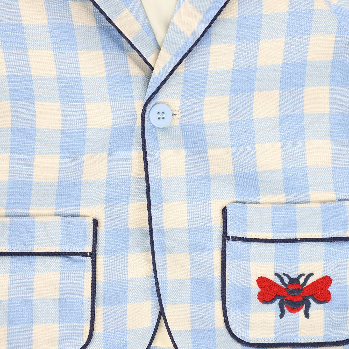 LE BOURDON LIGHT BLUE CHECKED POCKET BLAZER