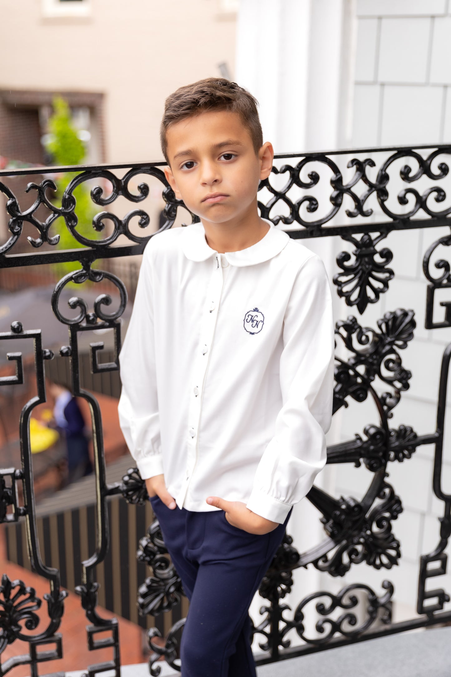 NOUNELLE WHITE EMBROIDERED LOGO SHIRT