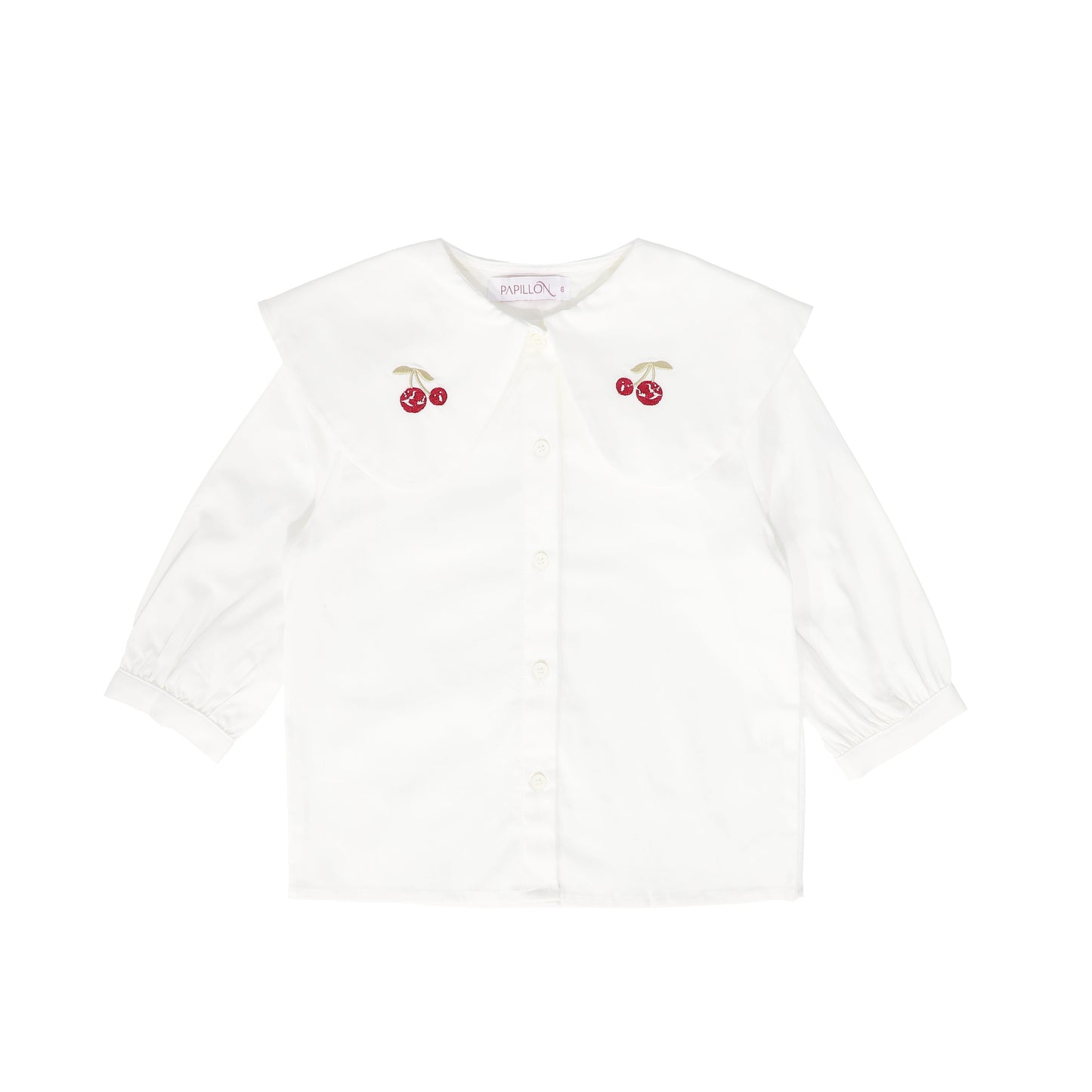 PAPILLON WHITE EMBROIDERED CHERRY BLOUSE [FINAL SALE]
