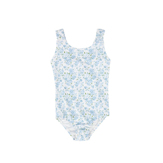 WATER CLUB BLUE TINY FLORAL GATHERED SWIMSUIT