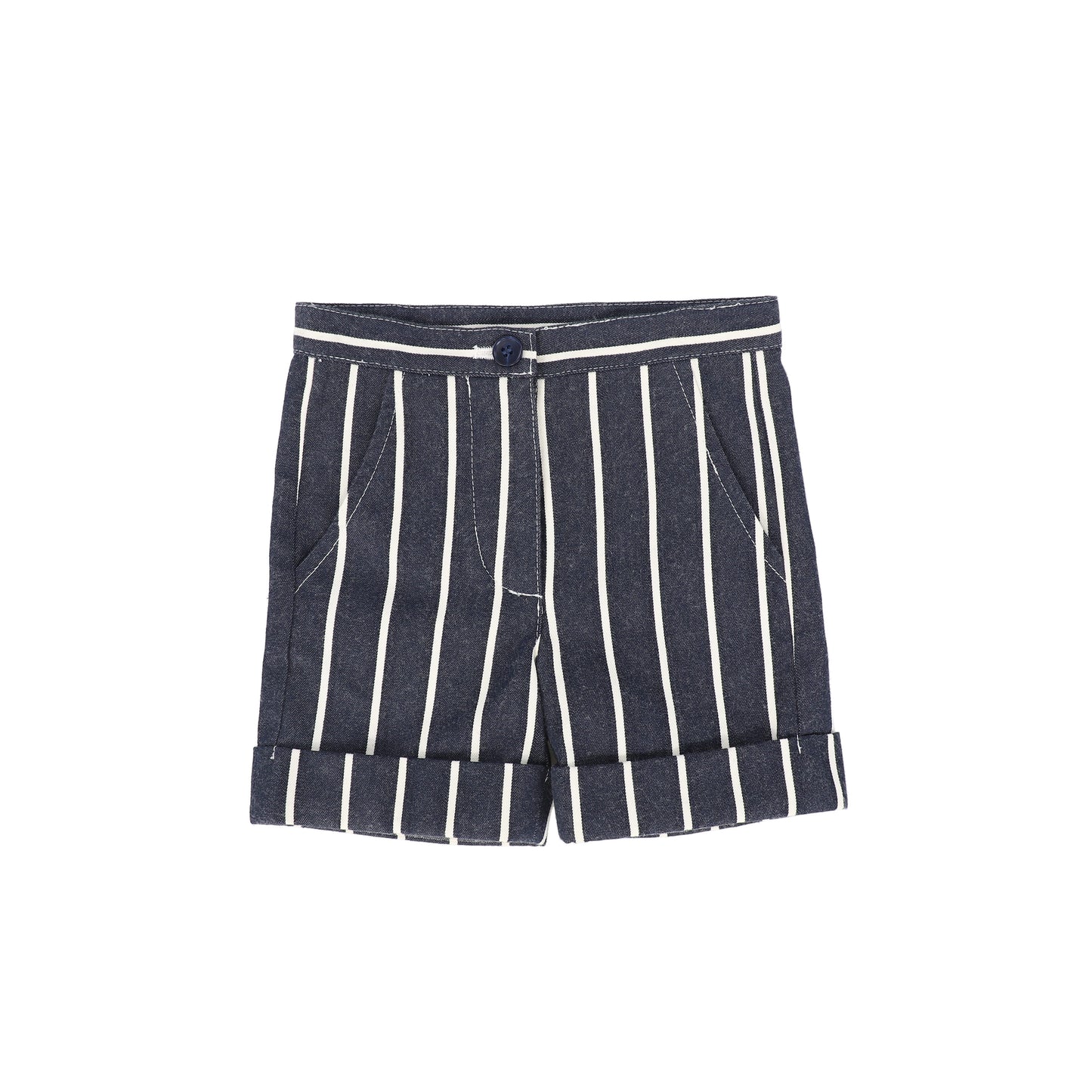 LE BOURDON NAVY STRIPE STITCHED POCKET SHORTS