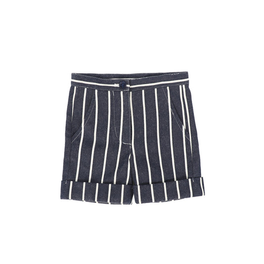 LE BOURDON NAVY STRIPE STITCHED POCKET SHORTS