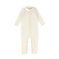 LE BOURDON BEIGE KNIT CABLE STRIPE COLLAR ROMPER