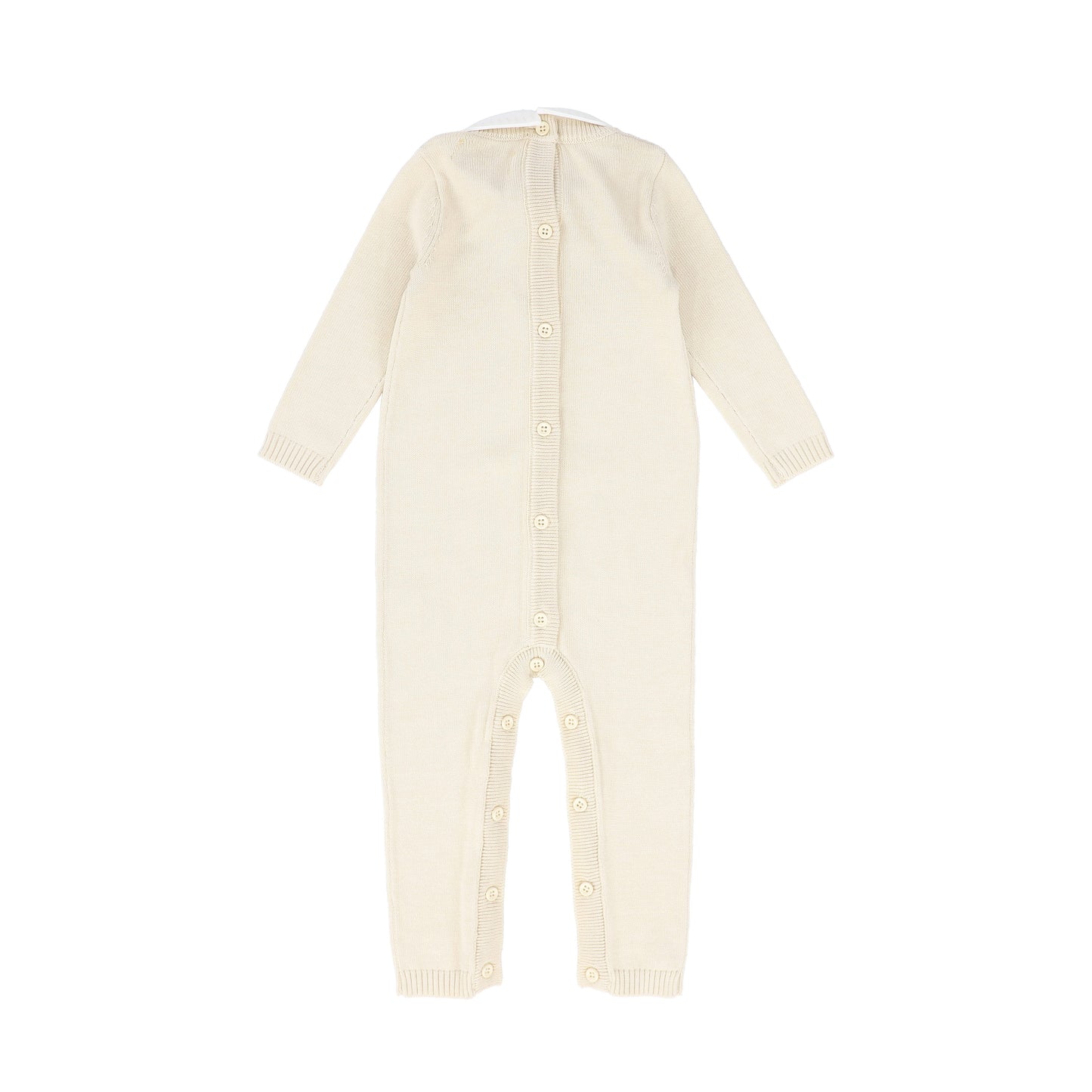 LE BOURDON BEIGE KNIT CABLE STRIPE COLLAR ROMPER