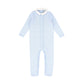 LE BOURDON BLUE KNIT CABLE STRIPE COLLAR ROMPER