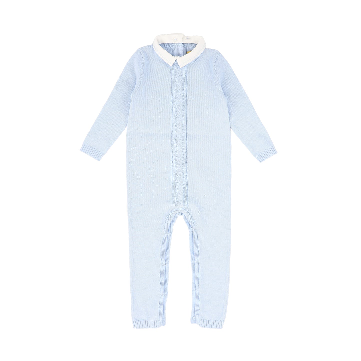 LE BOURDON BLUE KNIT CABLE STRIPE COLLAR ROMPER